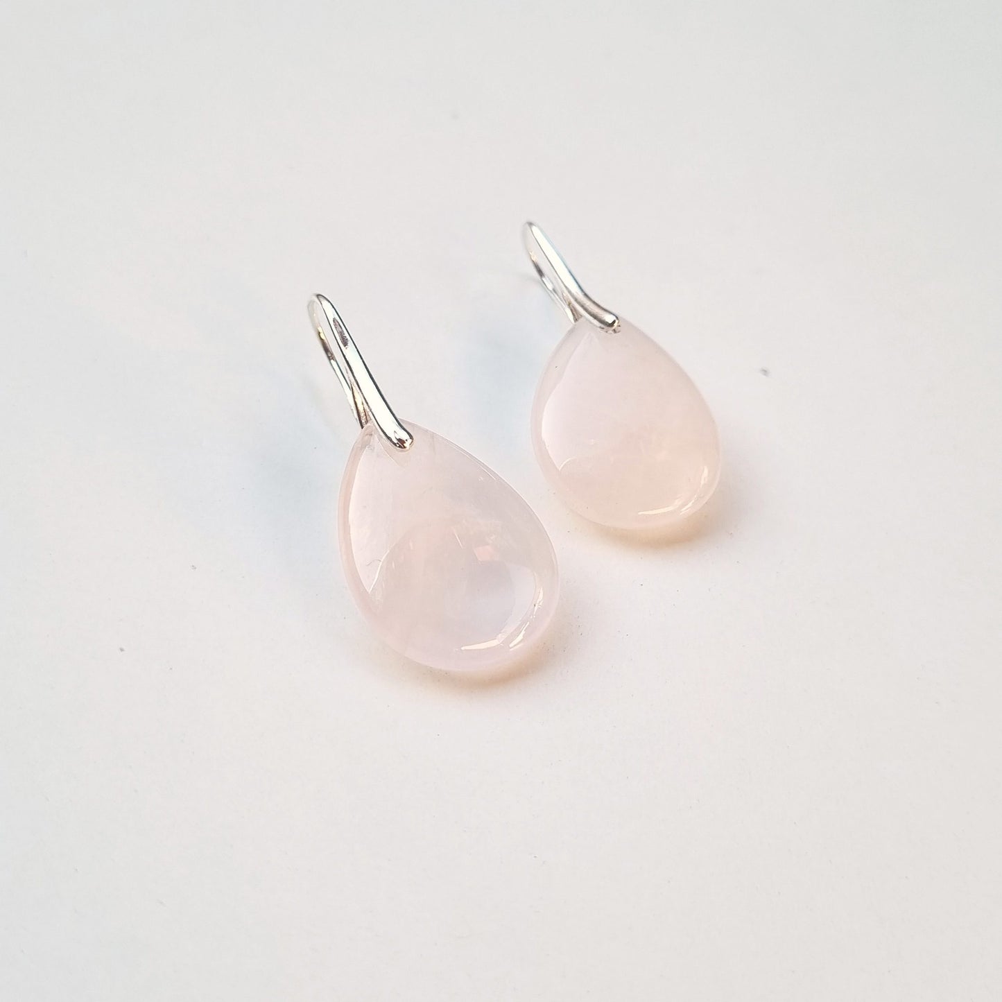 Aros piedra Cuarzo Rosa y plata