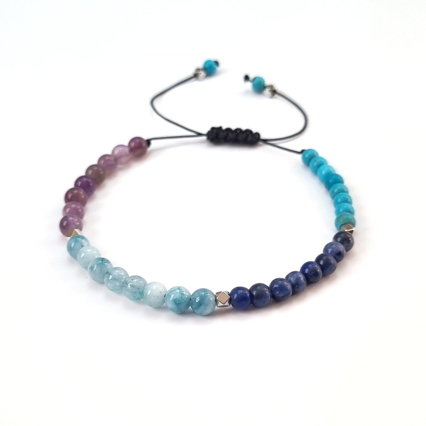 Pulsera del Zodiaco Piscis: Amatista, Aguamarina, Sodalita y Howlita