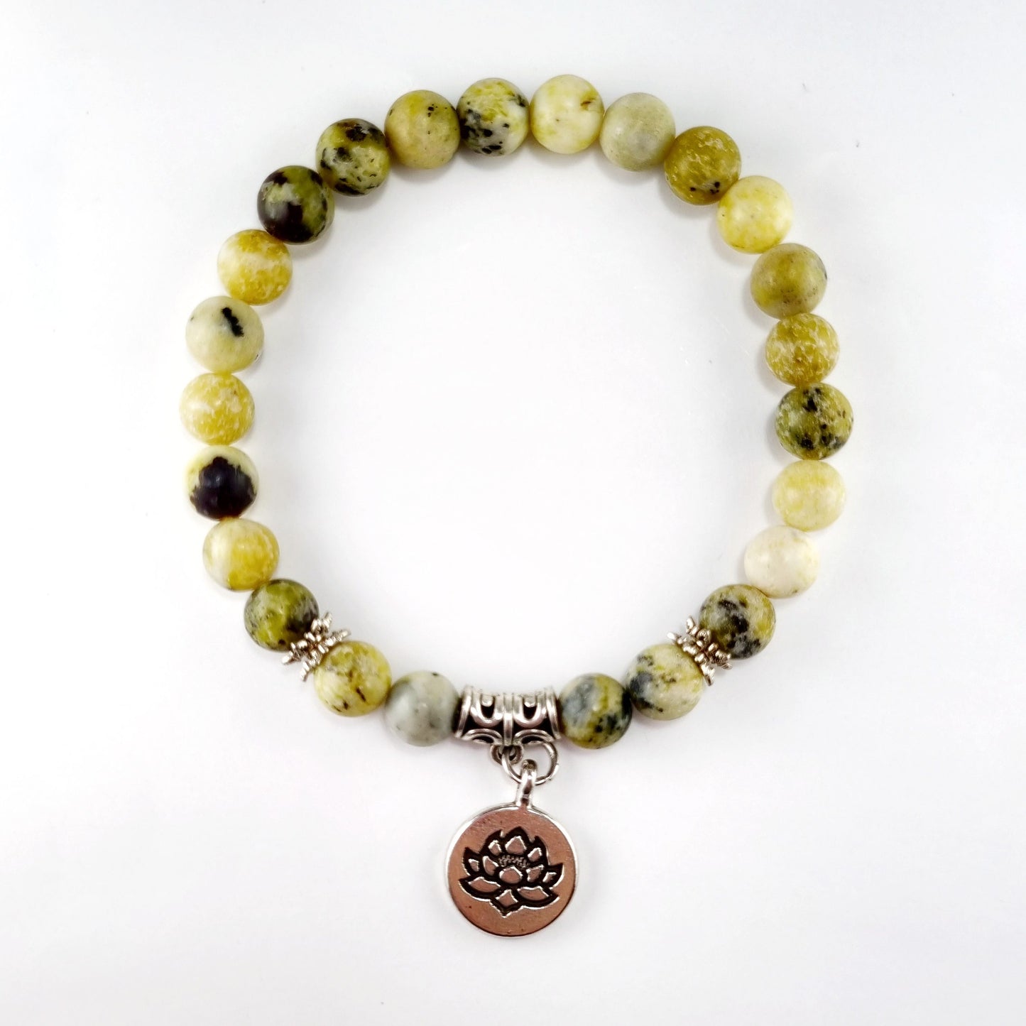 Pulsera piedra natural Jaspe con dije de loto