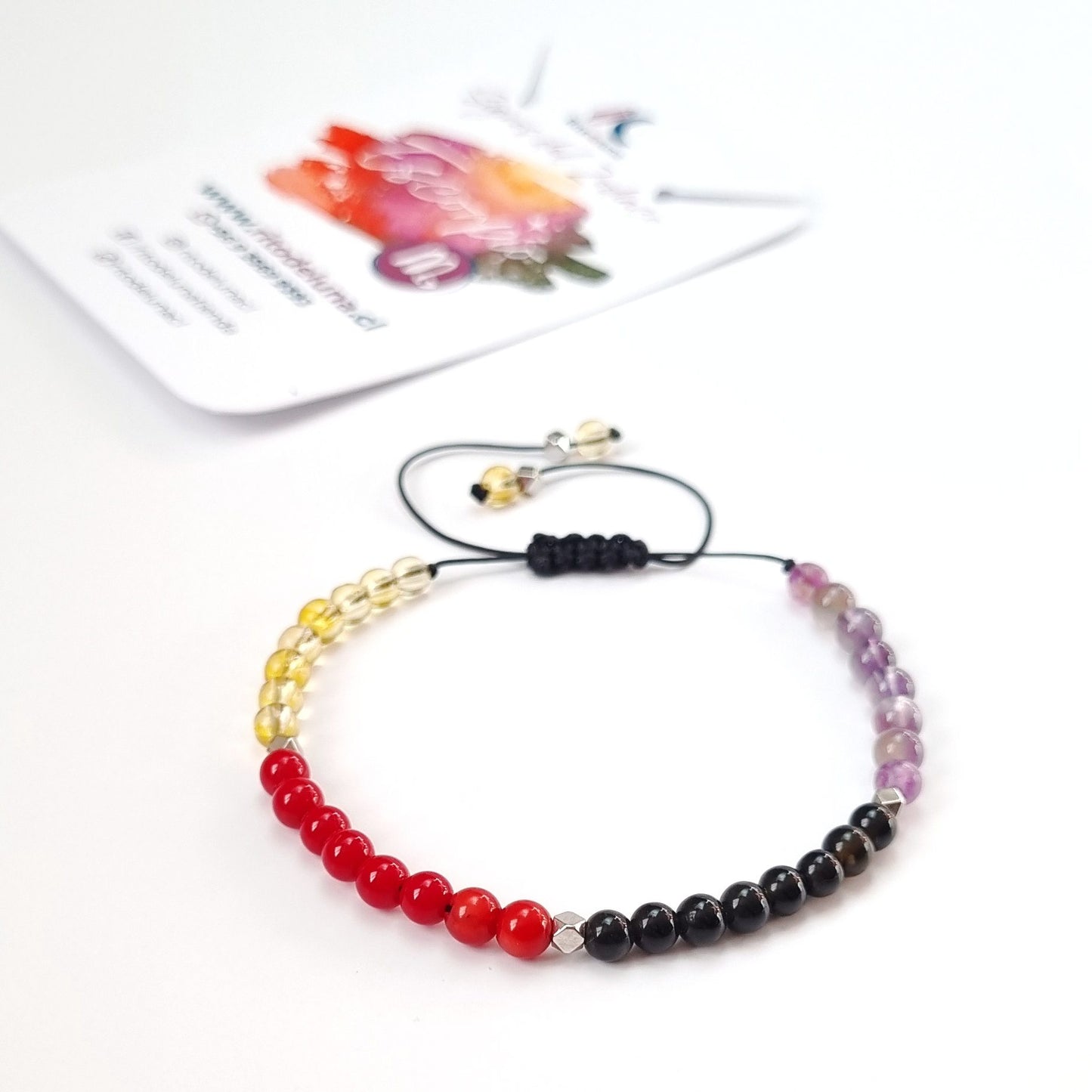 Pulsera del Zodiaco Escorpio: Amatista, Obsidiana, Jaspe Rojo y Citrino