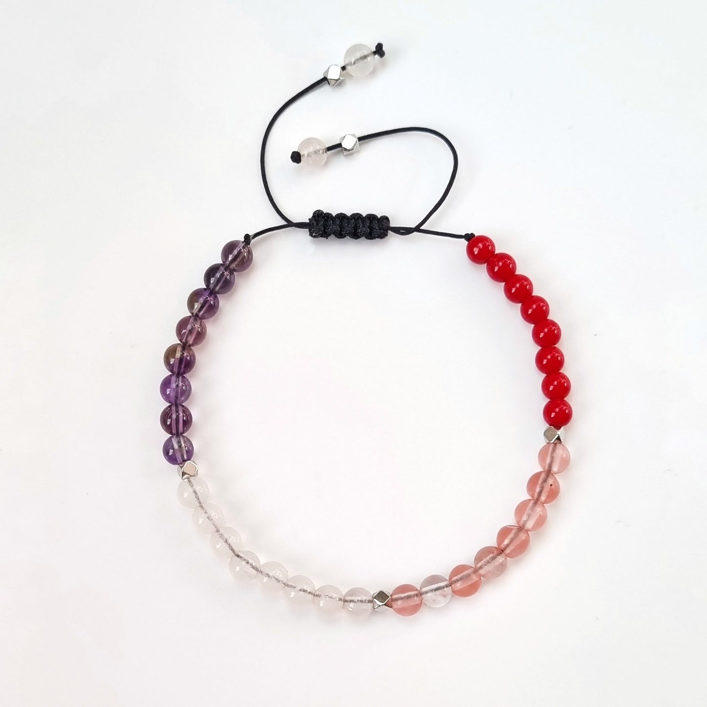 Pulsera del Zodiaco Aries: Coral, Amatista, Cuarzo Cherry y Cuarzo Rosa