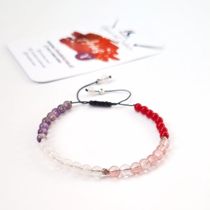 Pulsera del Zodiaco Aries: Coral, Amatista, Cuarzo Cherry y Cuarzo Rosa