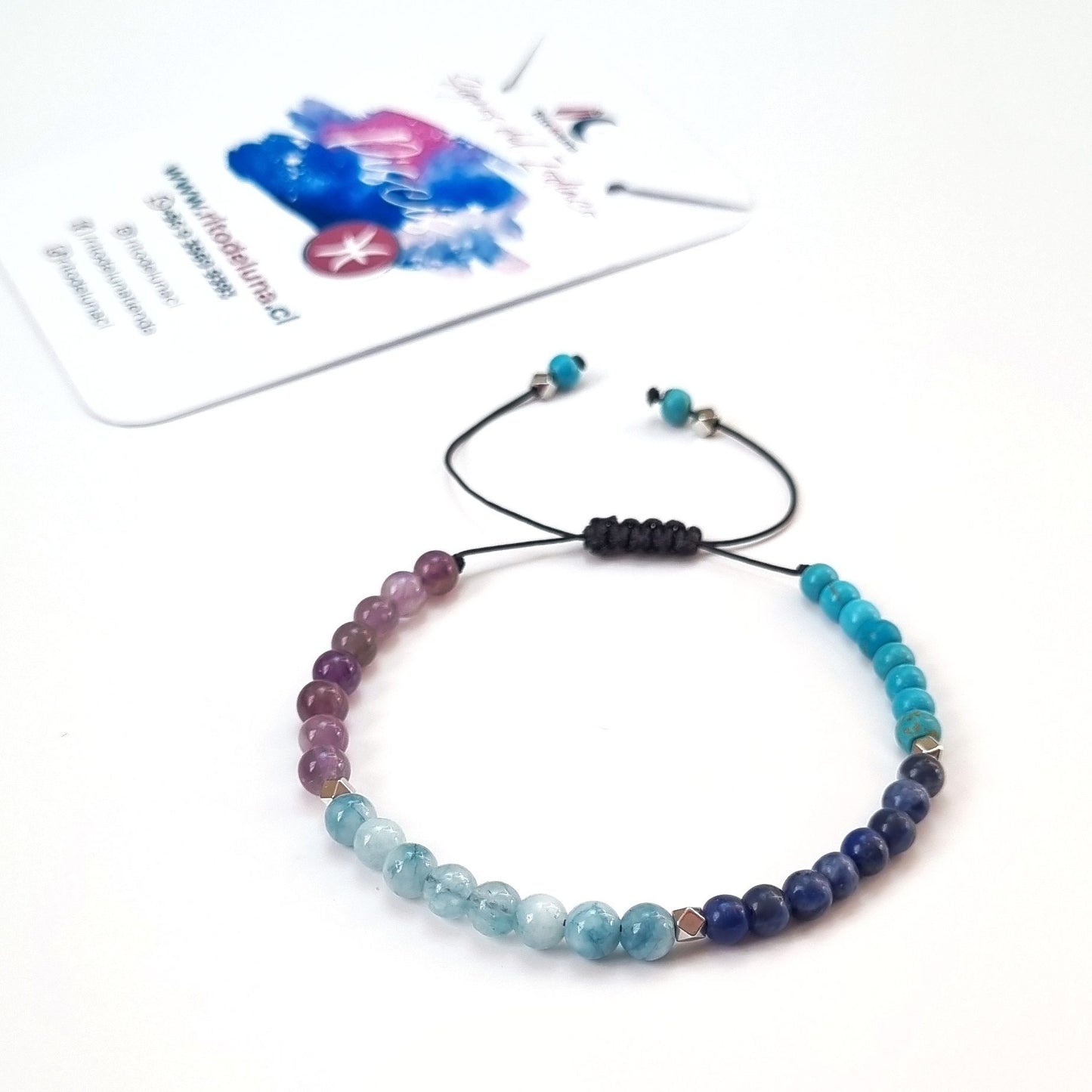 Pulsera del Zodiaco Piscis: Amatista, Aguamarina, Sodalita y Howlita