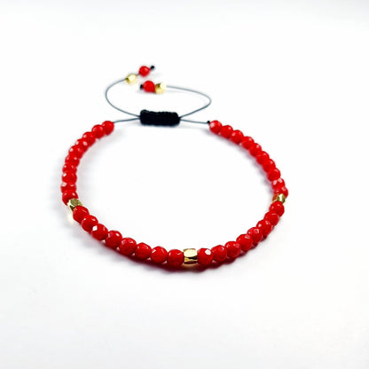 Pulsera hilo de Coral Rojo Facetado