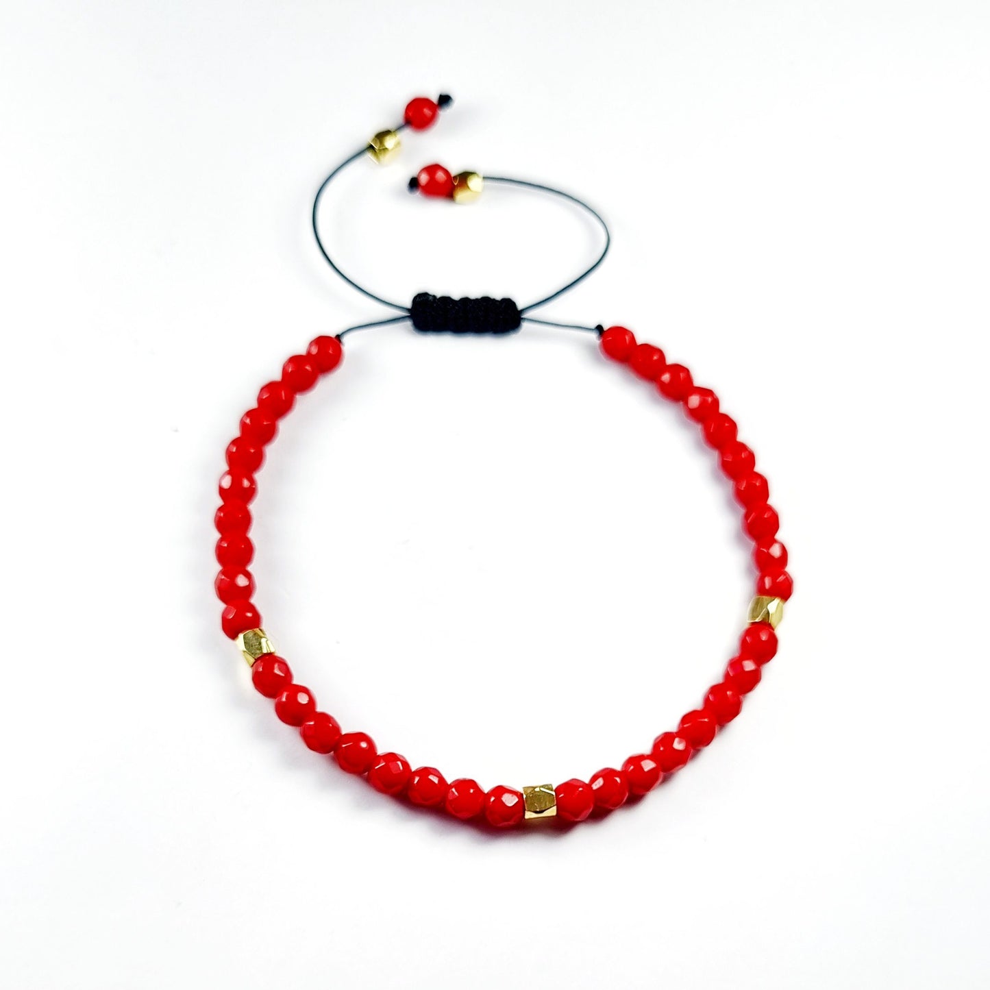 Pulsera hilo de Coral Rojo Facetado