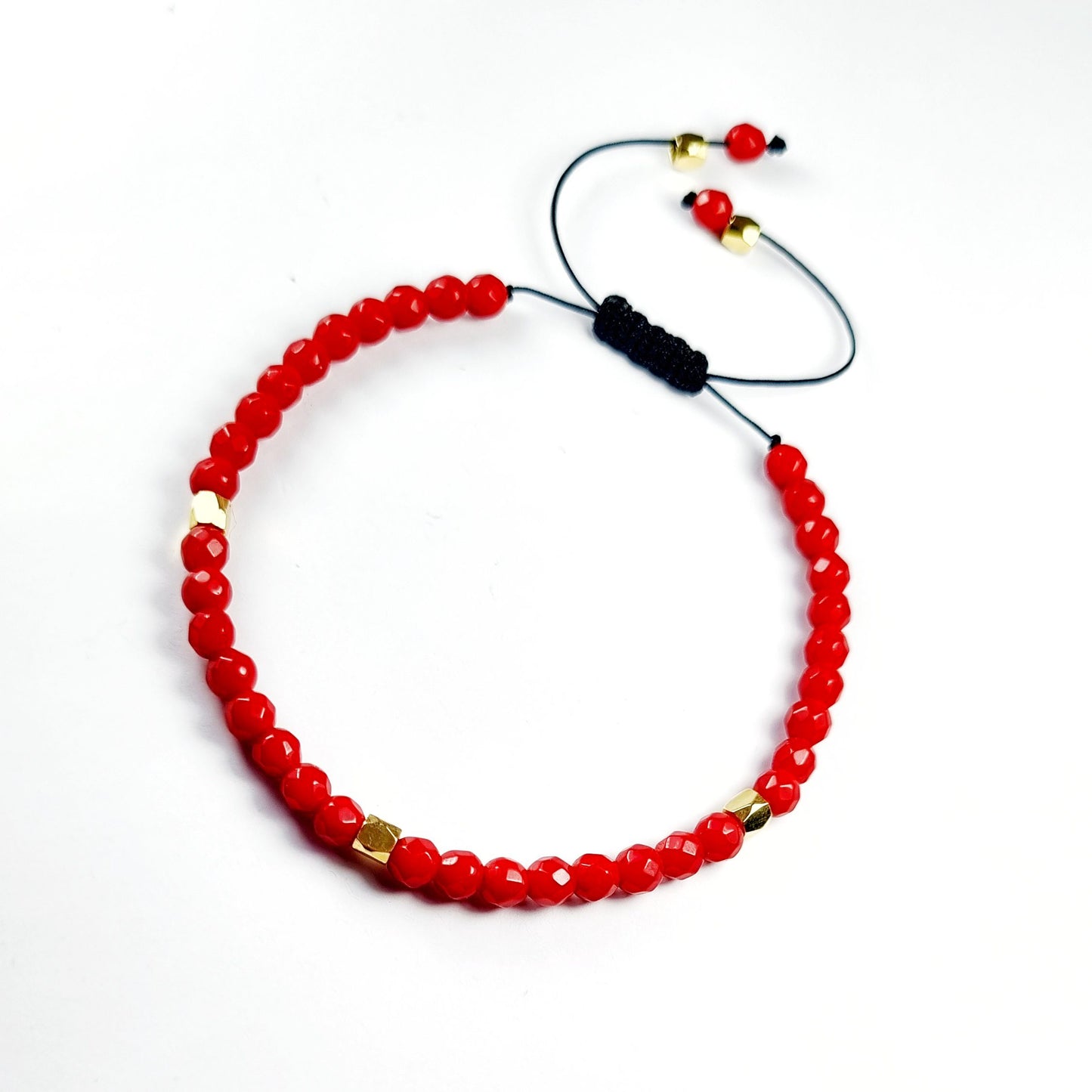 Pulsera hilo de Coral Rojo Facetado