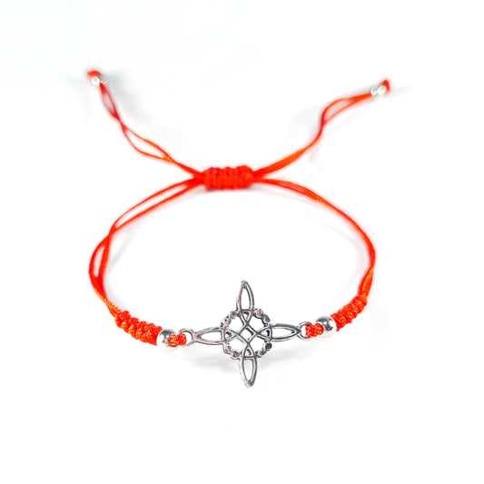 Pulsera de Hilo Rojo con Dije Nudo de Bruja