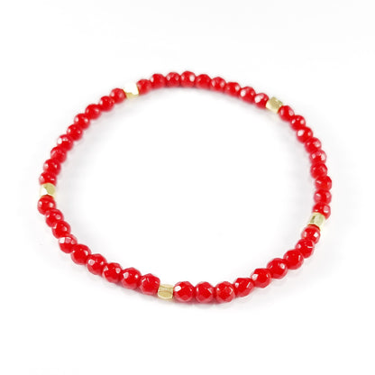 Pulsera elástico de Coral Rojo Facetado