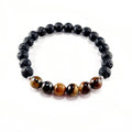 Pulsera Fuerza y Protección · Piedra Volcánica & Ojo de Tigre