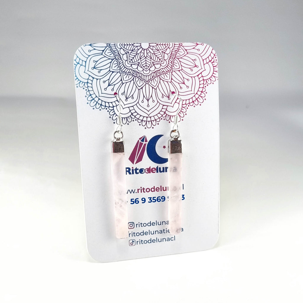 Aros Rectángulos de Cuarzo Rosa