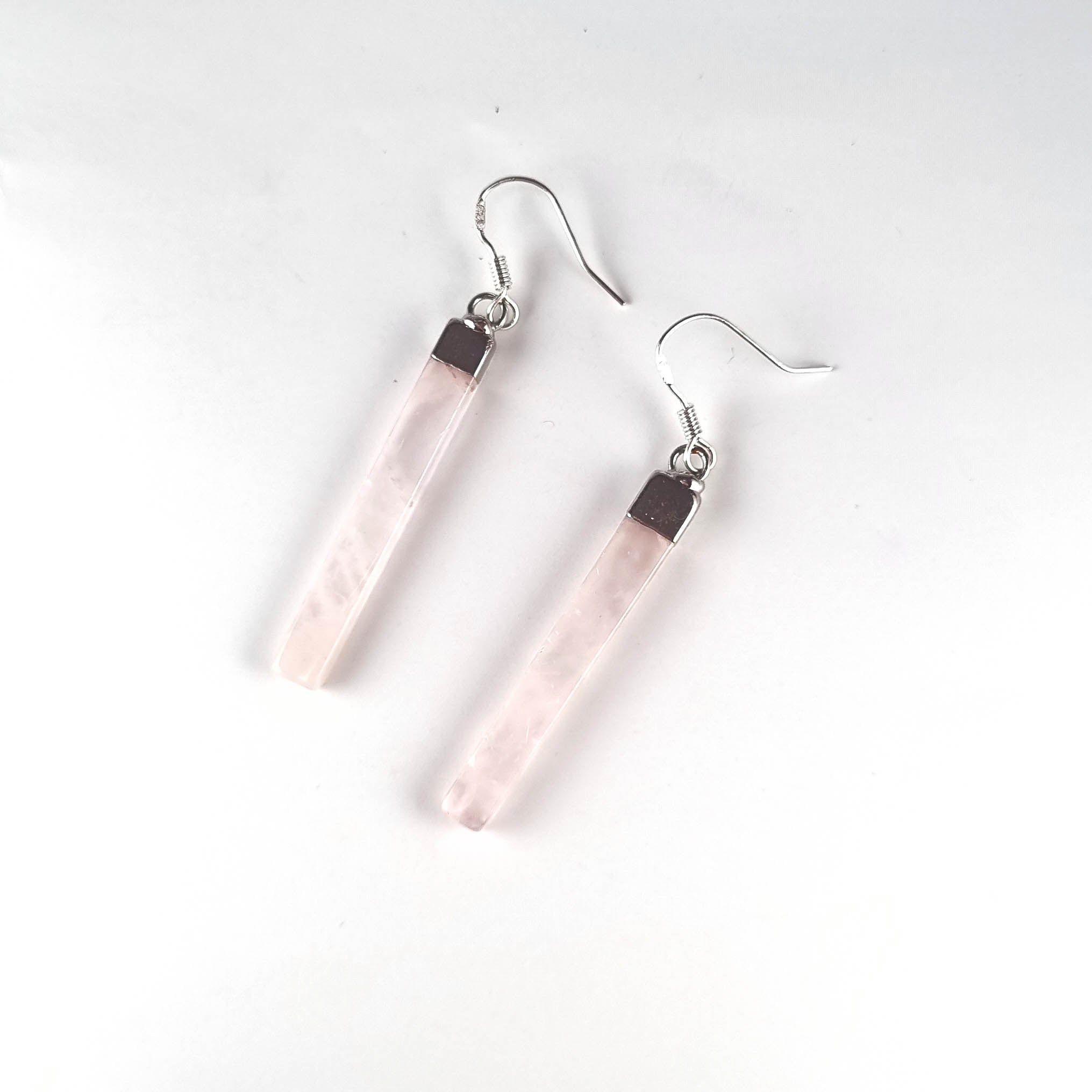 Aros Rectángulos de Cuarzo Rosa