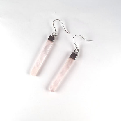 Aros de Cuarzo rosa y plata