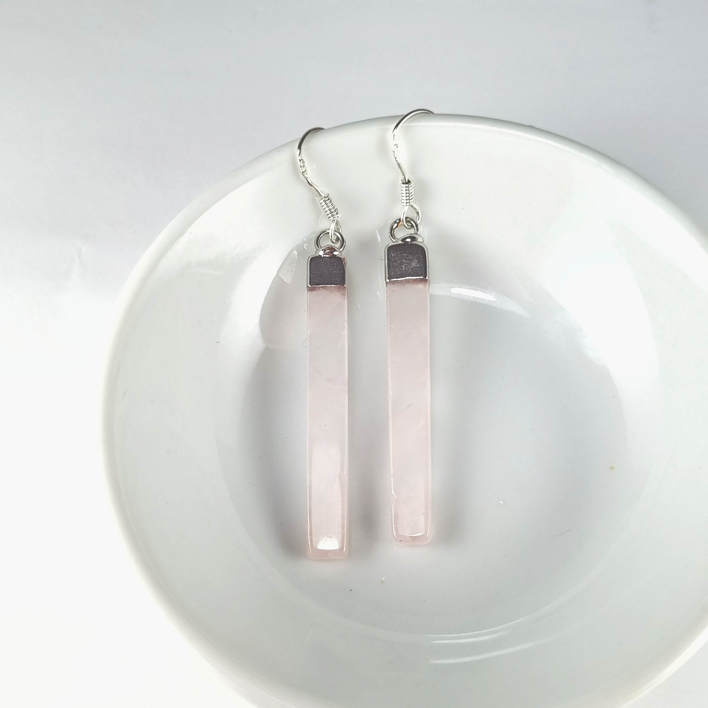Aros Rectángulos de Cuarzo Rosa