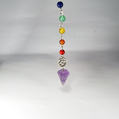 Péndulo amatista y 7 chakras