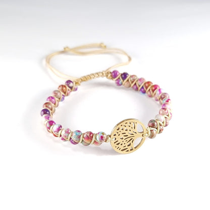 Pulsera de Jaspe Violetas y Árbol de la Vida