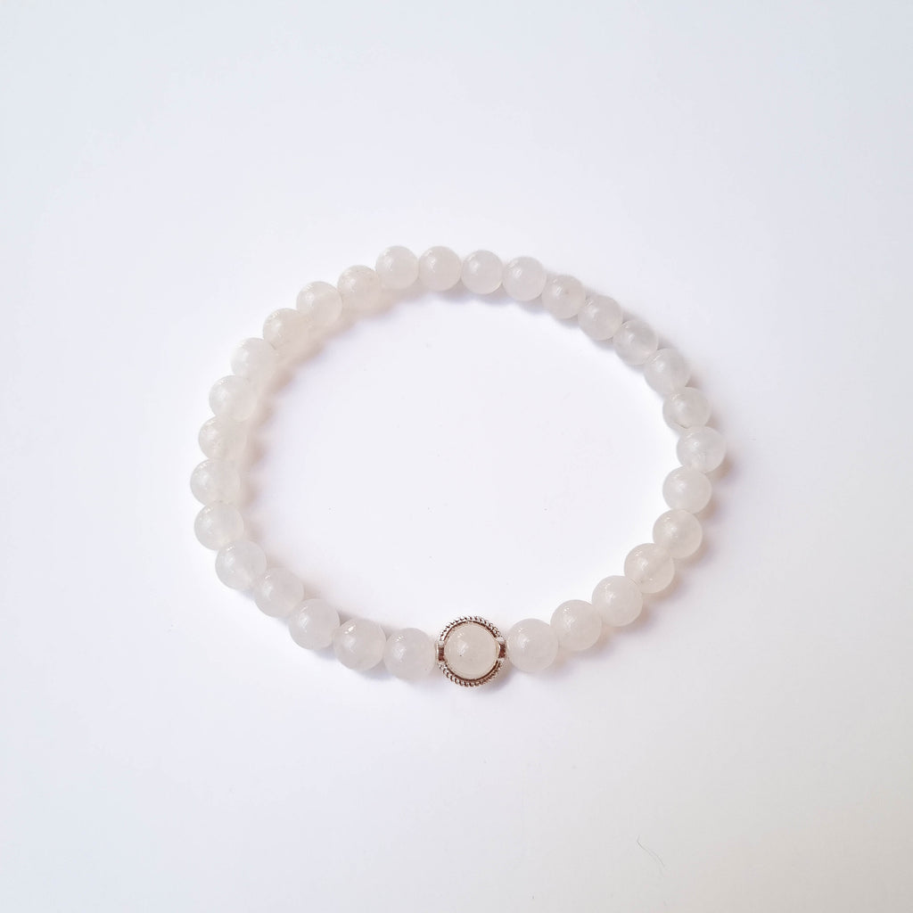 Pulsera Emperatriz · Cuarzo Rosa & Dije de Plata