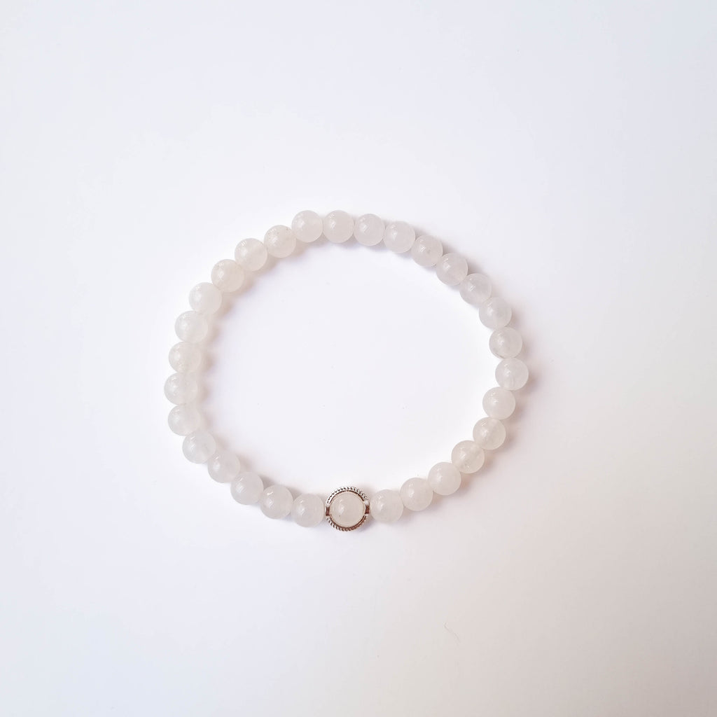 Pulsera Emperatriz · Cuarzo Rosa & Dije de Plata