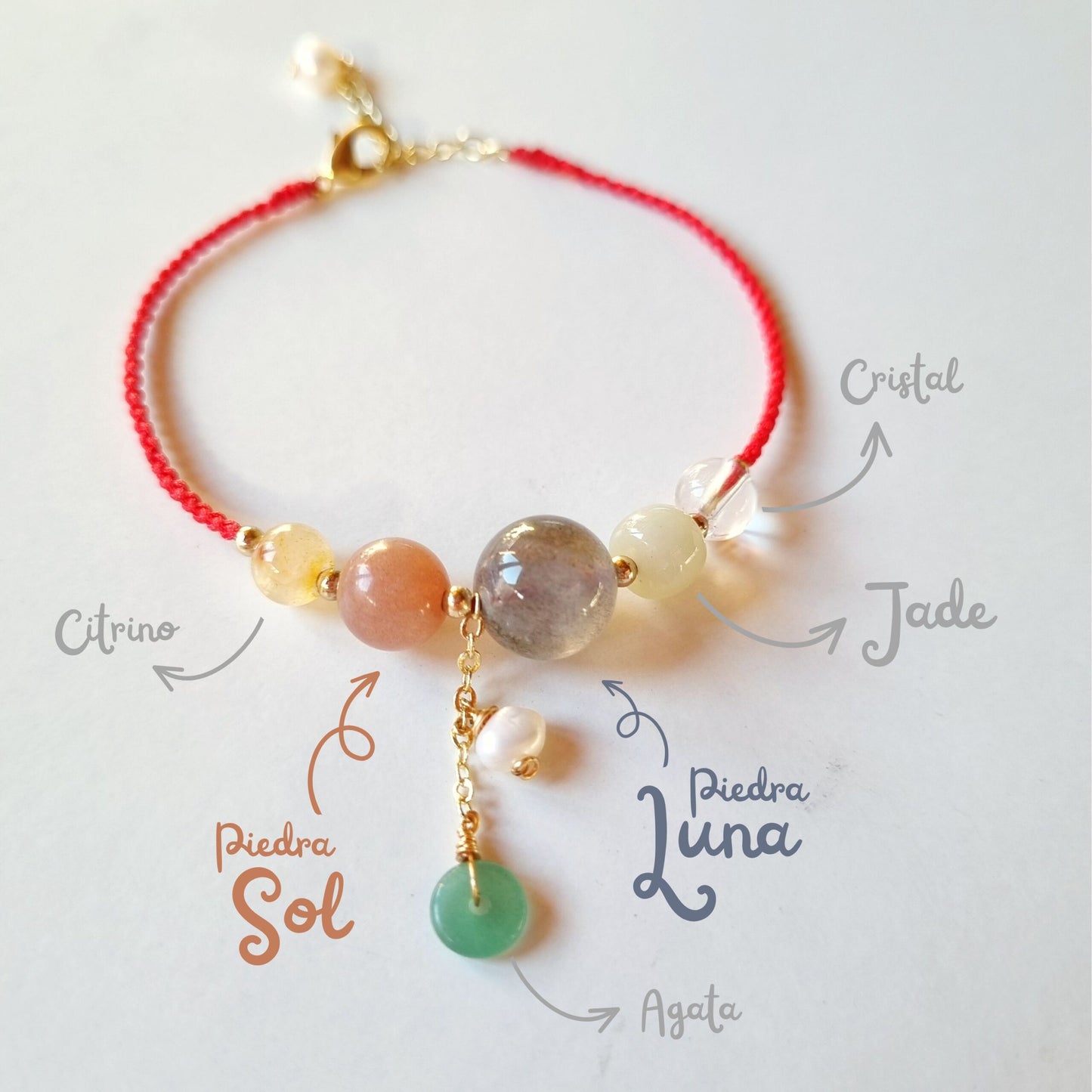 Pulsera de Piedra de Sol y Piedra de Luna